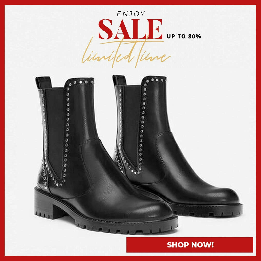 Flat ankle boots clearance with studs zara