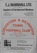 ADDLESTONE & WEYBRIDGE V BOREHAM WOOD 13/9/1980 FA CUP - 1ST QUALIFYING ROUND