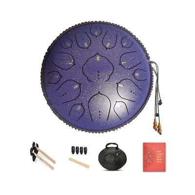 14 Inch 15 Notes D Minor Steel Tongue Drum,Premium Adult's Music Hand Drum In...