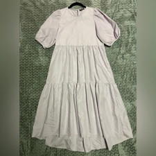 Nasty Gal Lavender Puffy Sleeves Tiered Midi Dress Light Purple