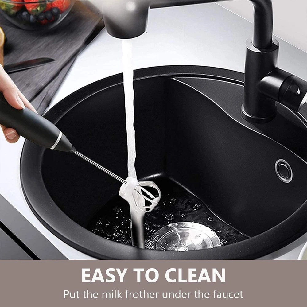 Milk Frother Handheld, Immersion Blender Cordlesss Foam Maker USB Rechargeabl...