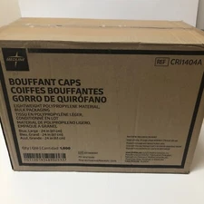 1000 Case - Medline 24" Blue Bouffant Cap Non Woven Disposable Hairnet CRI1404A