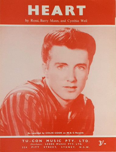 Colin Cook & The Strangers - Heart 1964 Original Australian Sheet Music