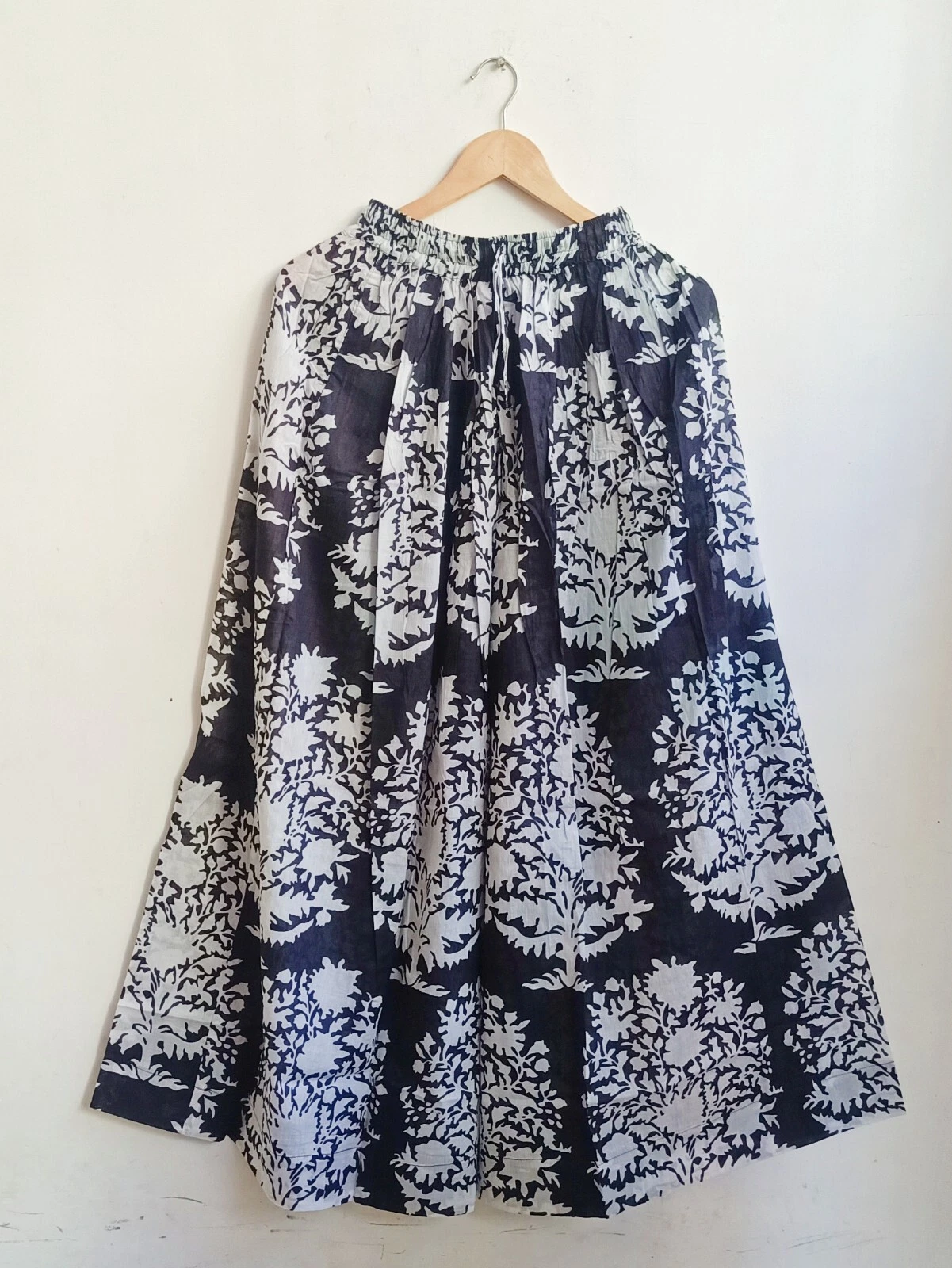 Indian Cotton Black Palm Tree Floral Skirt Women's Clothing Partywear skirt US