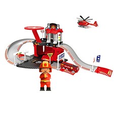 43pc Fire Station Rescue Toy Cars Playset, Red,  for Girls, Ages 3+