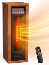 1500W Infrared Heater with Thermostat, Remote, 3 Modes, 12H Timer for Indoor Use