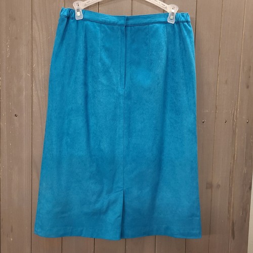 Vintage Glorasuede by Domino Imports Size 10 30" Blue Faux Suede Skirt Long - Picture 2 of 8