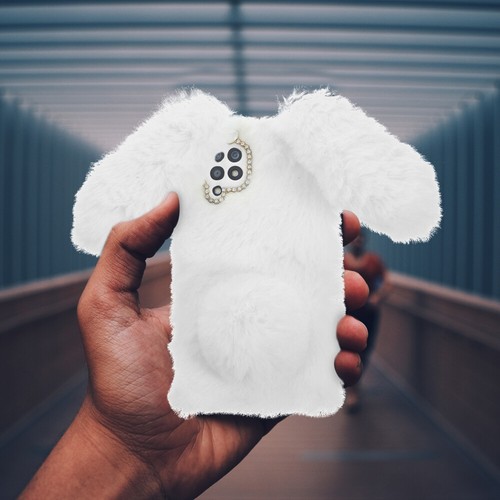 Furry Rabbit Phone Case Adorable Plush Phone Protector Compatible for A42 5G - 第 3/12 張圖片