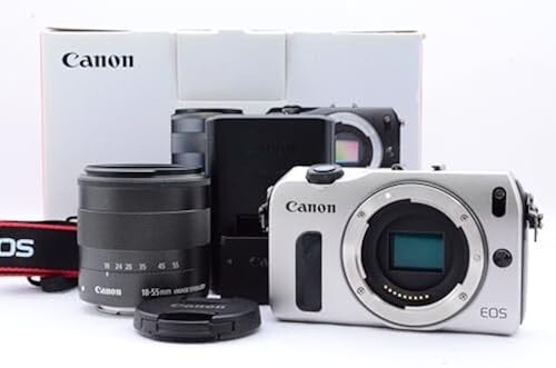 Canon EOS M Silver Digital Camera EF-M18-55mm Lens Kit w/Box