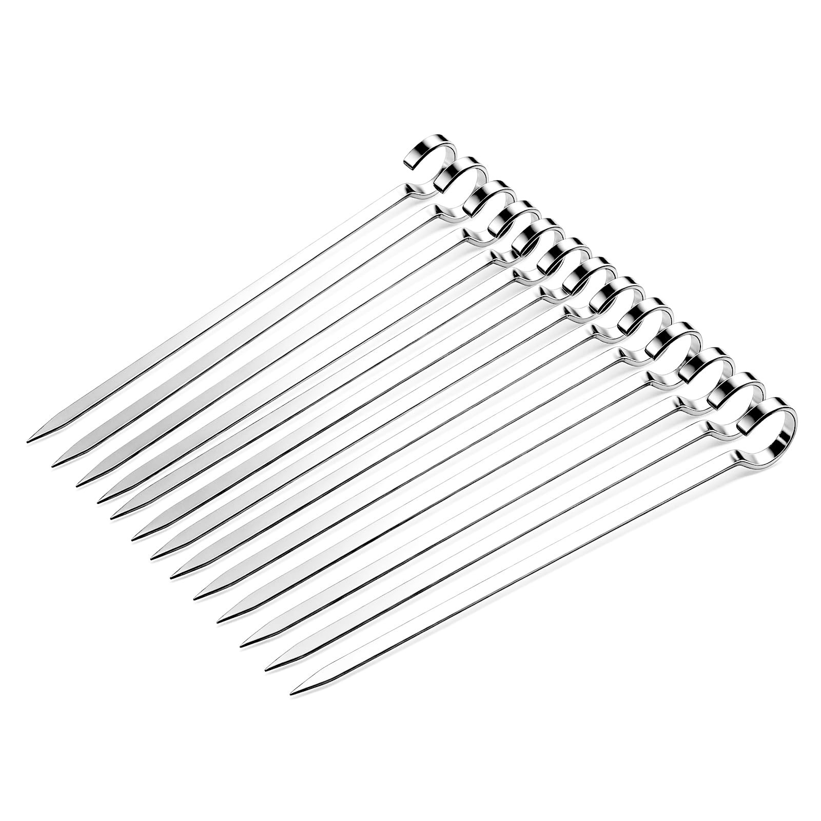Kaorou 40PCS Kabob Skewers Flat Metal BBQ Barbecue Skewer 7" Short Stainless