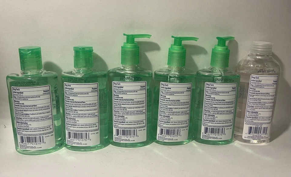 Paquete de 6 desinfectantes de manos asegurados 5 verdes 8 oz y 1 rojo 11,2 oz 121075 coleccionables Foto 2 de 2