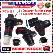 3 Camshaft Crankshaft Position Sensors Set For Acura Honda 2008-2015 L4 2.4L