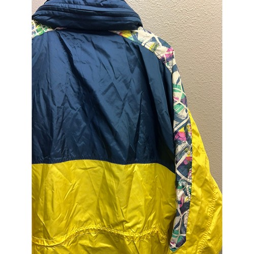 Vintage Spyder Jacke leichter Windbreaker Kapuze mehrfarbig gelb hell XL - Bild 14 von 16