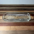 Vintage 6" X 2.5" Clear Glass Butter Dish with a Starburst Pattern