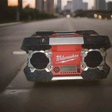 Milwaukee Portable Boombox Stereo Red Black Silver Multi-Color Audio Player