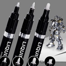3PK Liquid Chrome Markers Permanent Mirror Pens for Metal Plastic DIY Painting