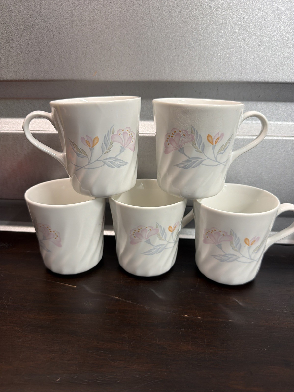 Corelle/ Corning Pink Trio Coffee Cups Set Of 5 no chips *
