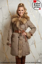 SEM Mantel Coat · Winter mit Pelz Stickerei Gürtel Belt · Schön Hinguker · DE 38