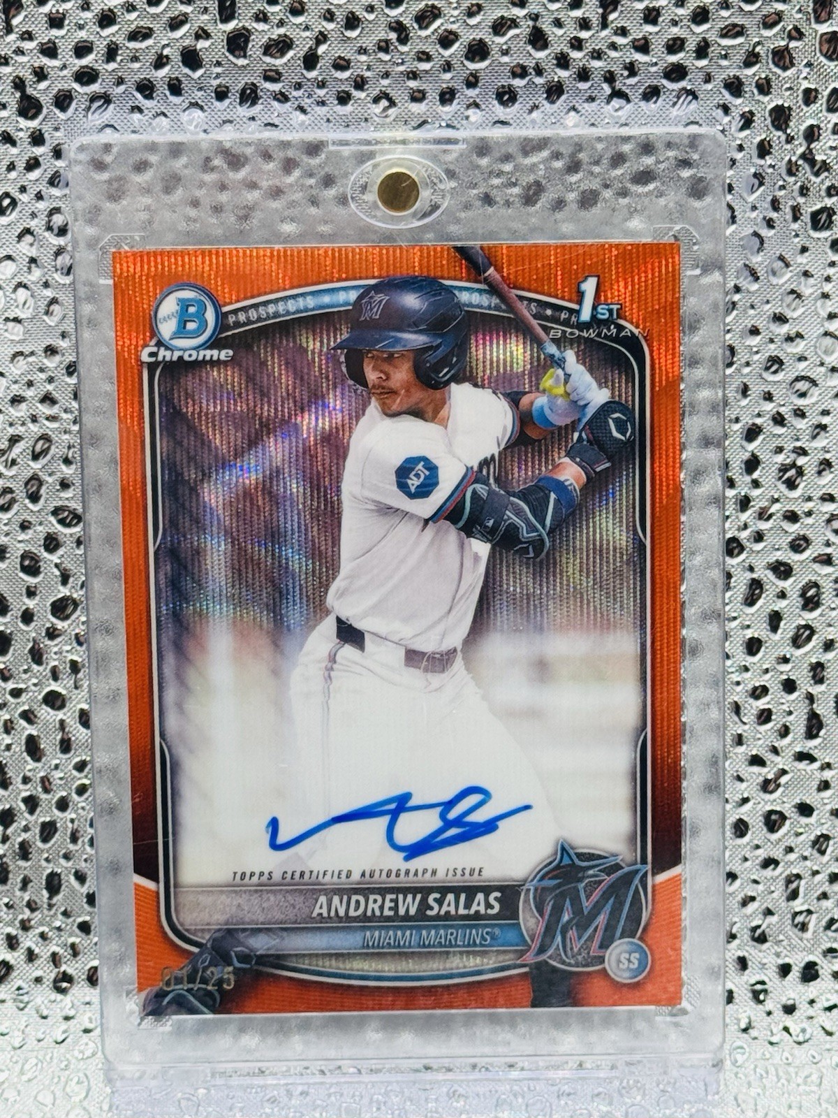 2025 Bowman Chrome Andrew Salas 1st Auto Orange /25 - Miami Marlins Prospect 🔥