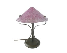 Abatjour In Vetro Di MURANO Rosa e Ferro Battuto Lampada Tavolo Comodino SYLCOM