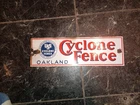 Vintage USS Cyclone Fence Oakland Porcelain 13.5 X 4.25 Sign United States Steel