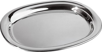 Alessi ovales Tablett in Edelstahl satiniert von Jasper Morrison 30 cm JM13/30