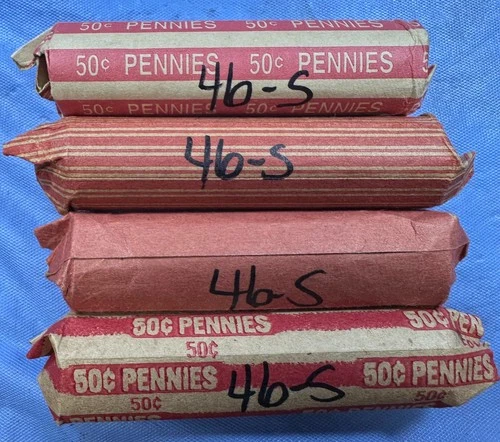 1946-S Lincoln Cent Roll - Good Dates - Average Circulated  (50 coins)