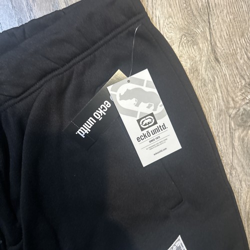 Ecko Unltd Sweatpants Mens XL Mid Rise Black Logo Fleece Pockets - Picture 3 of 6