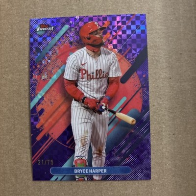 Bryce Harper 2025 Topps Finest #’d 21/75 Rare Purple X-Fractor Phillies #230