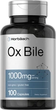 Ox Bile 1000mg | 100 Capsules | Digestive Enzymes | by Horbaach