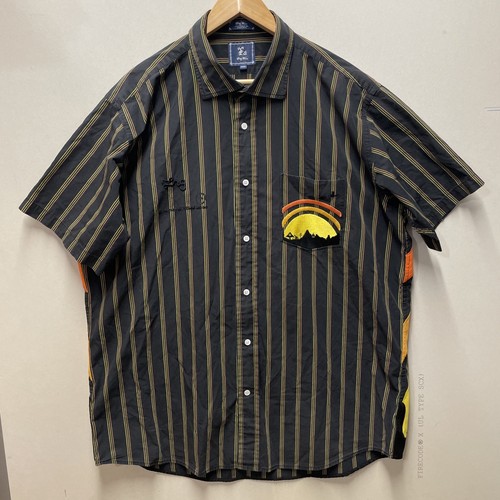 VTG Y2K Lifted Research Group Shirt Men’s 3XL Black w/ Orange & Yellow Stripes - Picture 1 of 19
