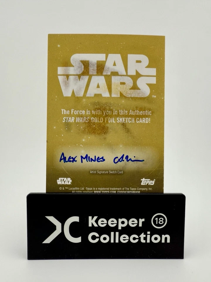 2024 Topps Cromo Star Wars Lámina de Oro Boceto de D-0 por Alex Mines Foto 2 de 2