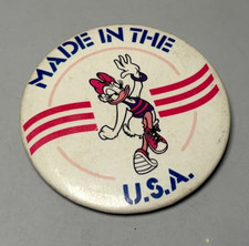 Vintage Disney Daisy Duck "Made in the USA" Pin Back Button Daisy 1980s New