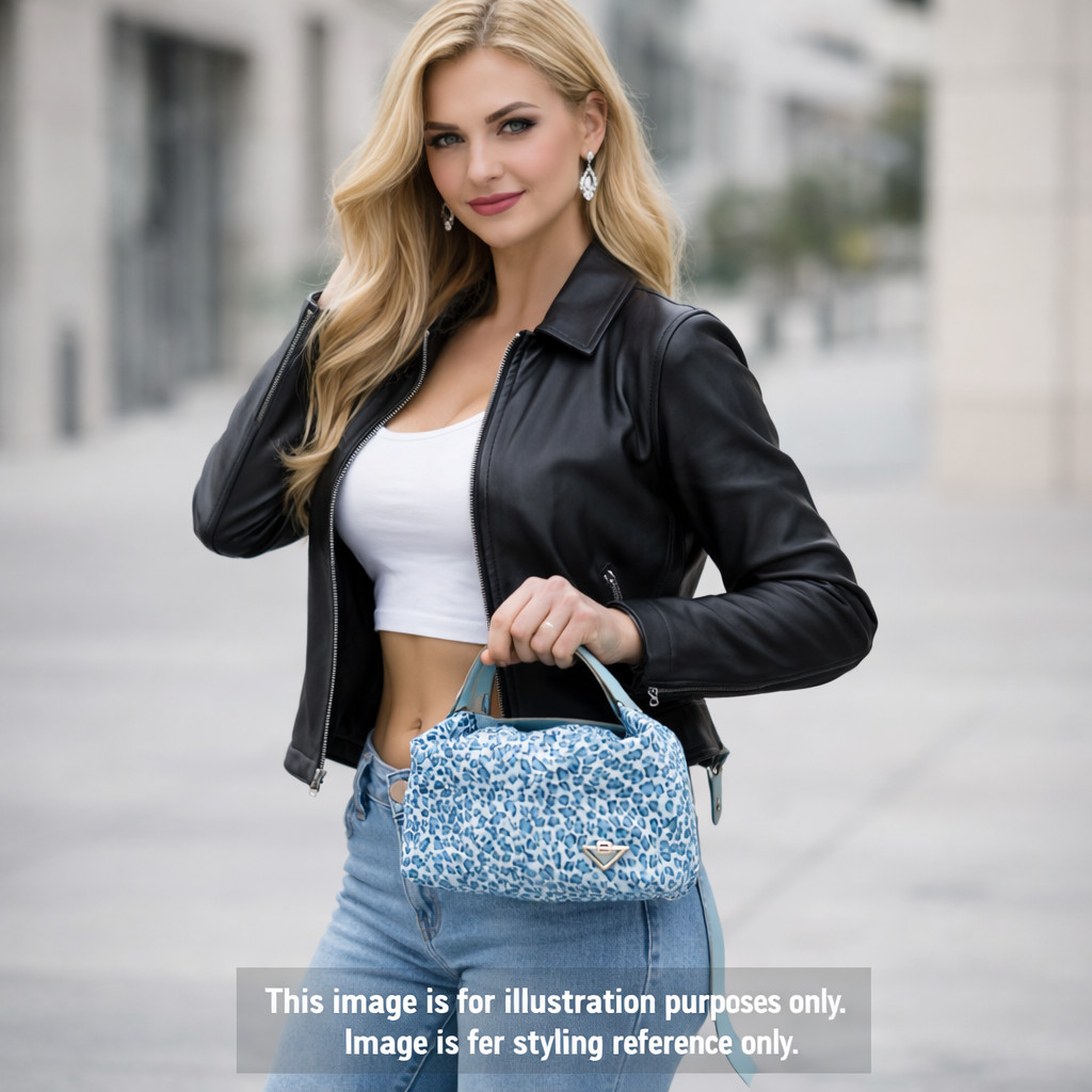 BOTTEGA VENETA Authentic Leopard Print Nylon Vanity Handbag Rare Color Y2K thumbnail 2