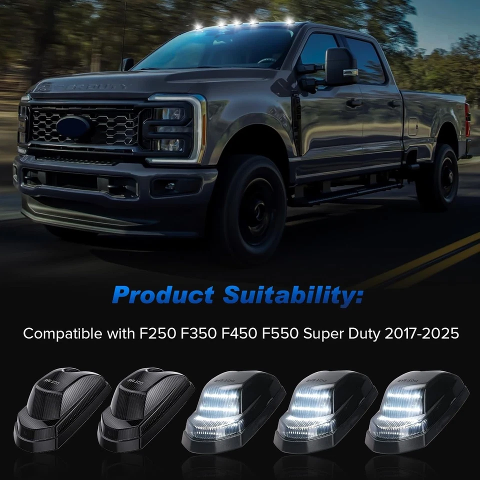 For 17-22 Ford F250 F350 F450 F550 Super Duty Smoked LED Cab Roof Marker Light - Image 4 of 4