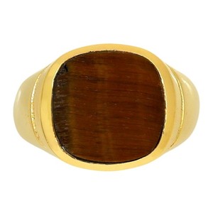 Authentic 18K Gold Plated Natural Tiger Eye - Africa Ring s.9 Jewelry TR01352