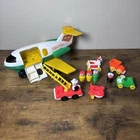 VTG ‘80 Fisher Price 182 Airplane Jet Little People Vehicle Dog Train Horse Lot