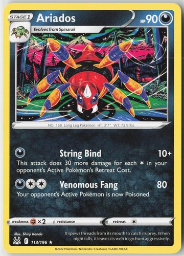 Ariados 113/196 Rare Lost Origin Pokemon NM