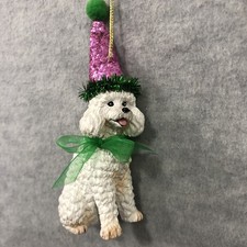 White Poodle Dog Party Hat Christmas Ornament Pet Puppy New