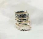 925 Sterling Silver Stacking Rings Set, Handmade Boho Jewelry Ring All Size