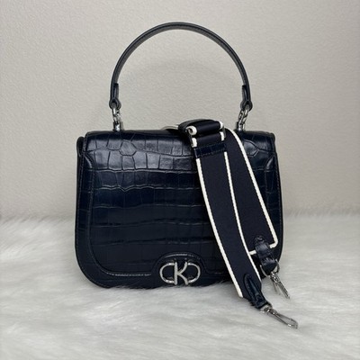 Kate Spade Kyla Top Handle Crossbody Bag Navy Leather Croc Saddle Satchel NWT