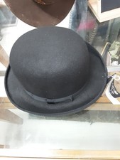 Circa 1921 Black Men's Bowler Hat Solid Pattern Classic Style Large