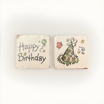 Happy Birthday Rubber Stamps - 1.5  x 1.5  - New