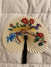 Vintage Hand Fan Peacock Flowers Paper Folding Hand Fan Made In China. Great