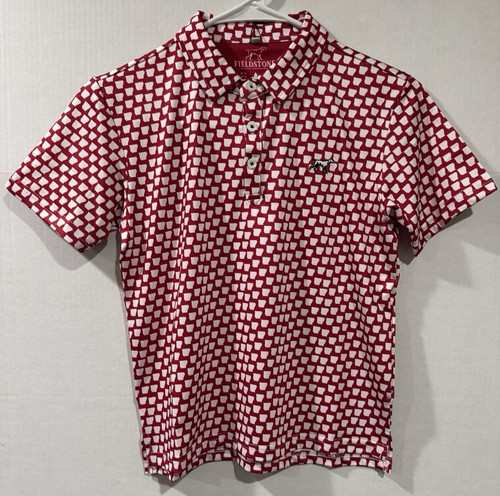Fieldstone Youth M Performance Polo Shirt Red White Stretch Moisture Wicking NWT