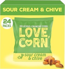LOVE CORN Sour Cream & Chive 24 × 20g – Crunchy Corn Snack, Vegan, Gluten Free