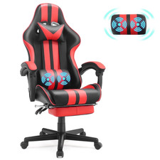 Red Gaming Chair with Footrest, Massage Lumbar Adjustable Headrest Ergonomic