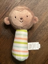 HTF Child of Mine Plush Monkey Stripes/Stripes Toy Rattle
