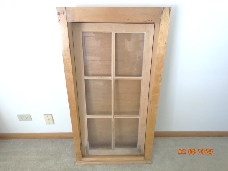 Antique Wood Glass Window Casement 6 Pane Cabinet Door