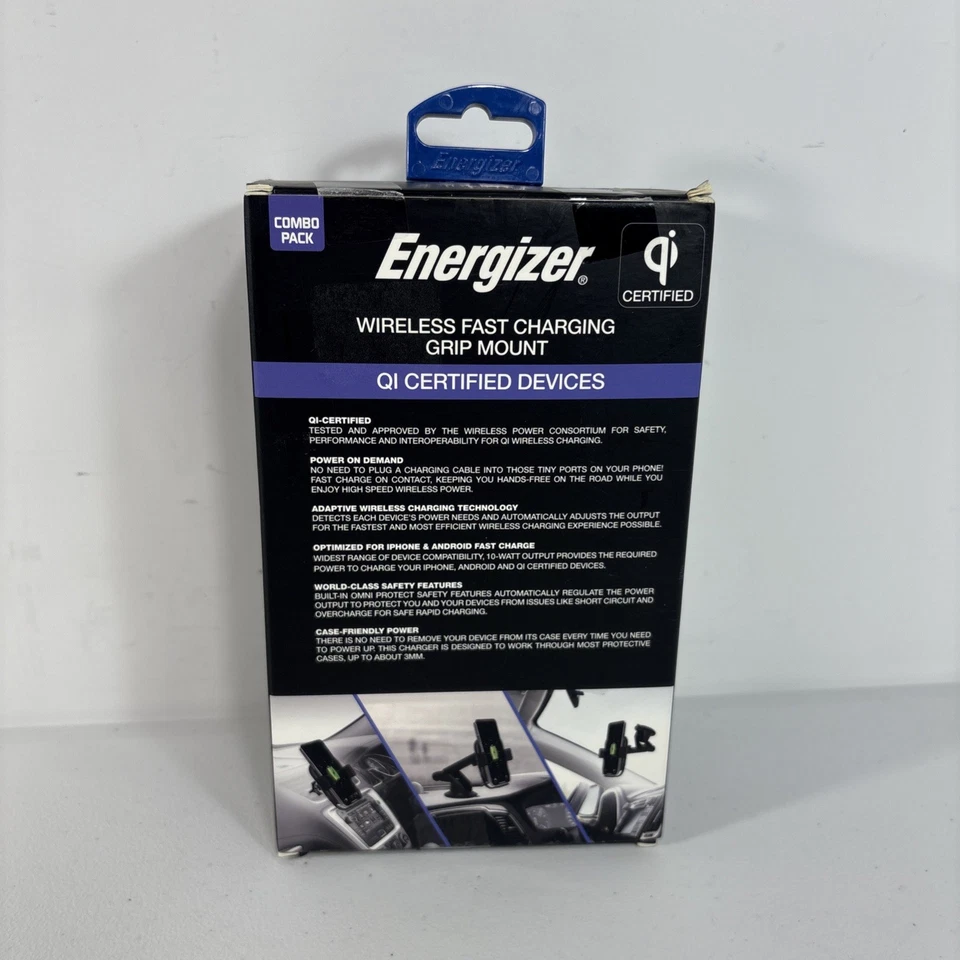 Montaje de agarre de carga rápida inalámbrico Energizer se conecta a superficies planas y respiraderos Foto 3 de 3